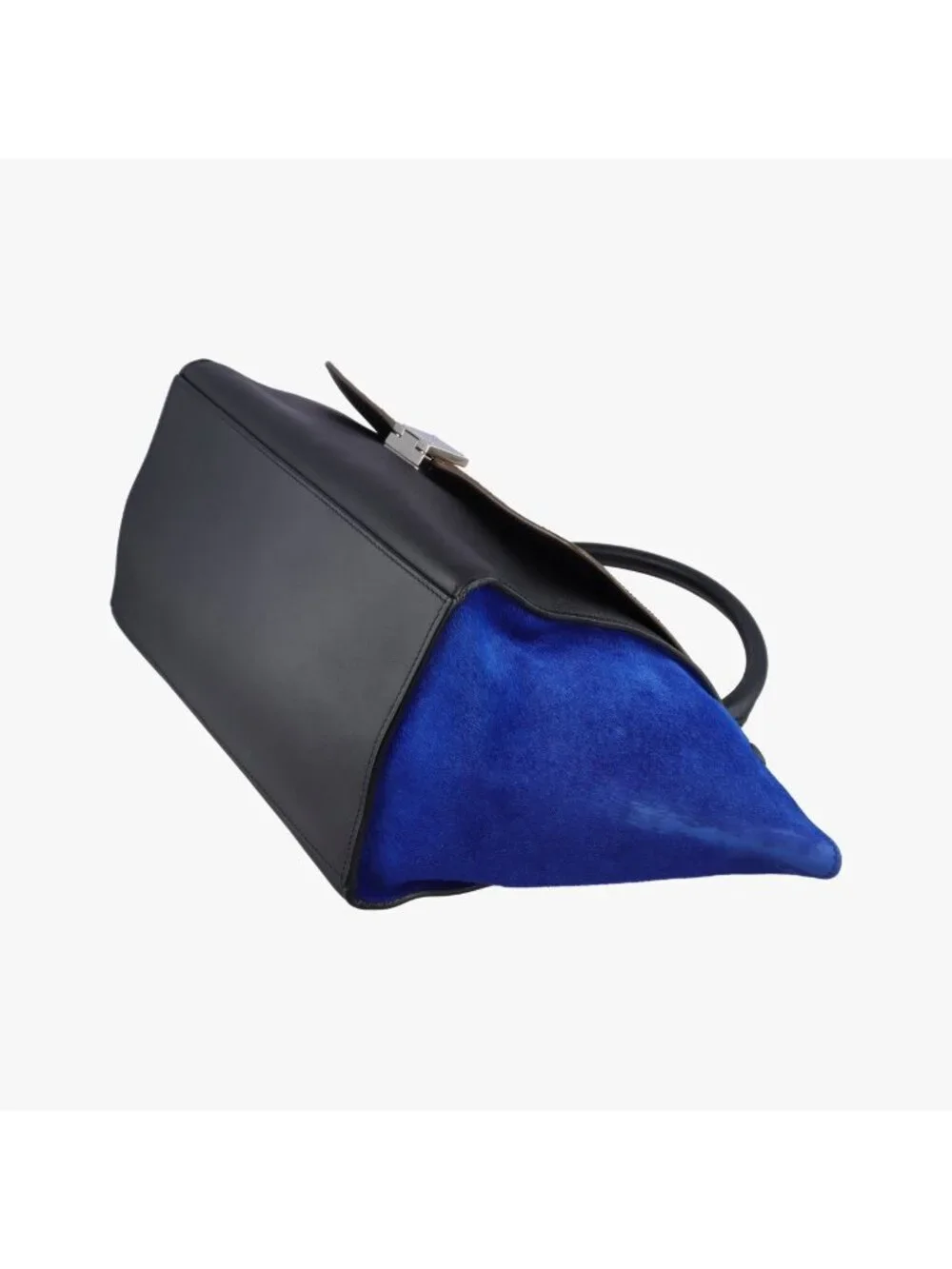 Celine Trapeze Black Brown Blue Calf Hair Shoulder